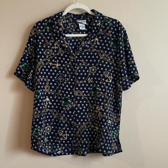 Bon Worth nautical novelty navy button down collar shirt - Picture 2 of 8